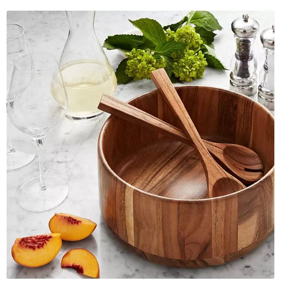 Member's Mark Acacia Wood Salad Bowl with Servers - Able Home Needs