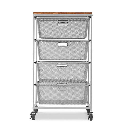 Member's Mark 4-Drawer Organizer With Acacia Wood Top, Silver Grey - Able Home Needs