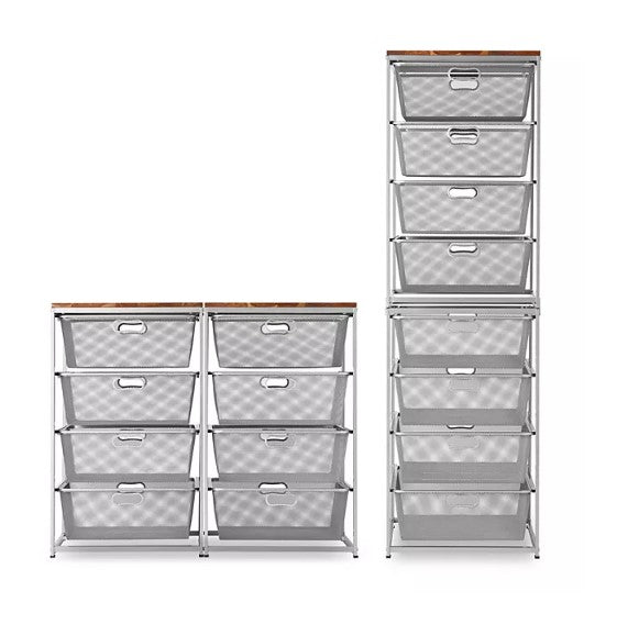 Member's Mark 4-Drawer Organizer With Acacia Wood Top, Silver Grey - Able Home Needs