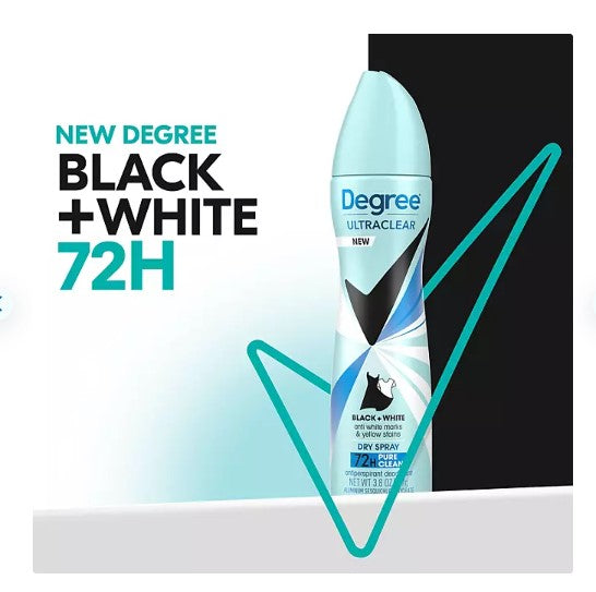 Degree For Women Black & White Dry Spray Antiperspirant & Deodorant, Pure Clean, 3.8 oz., 4 pk. - Able Home Needs