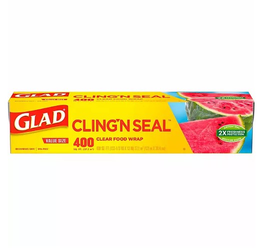 Glad Cling ‘N Seal Clear Plastic Food Wrap 400 sq. ft./roll, 2 rolls - Able Home Needs