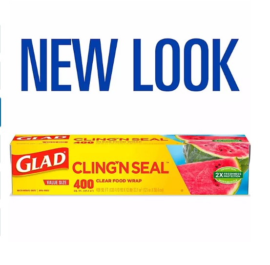 Glad Cling ‘N Seal Clear Plastic Food Wrap 400 sq. ft./roll, 2 rolls - Able Home Needs