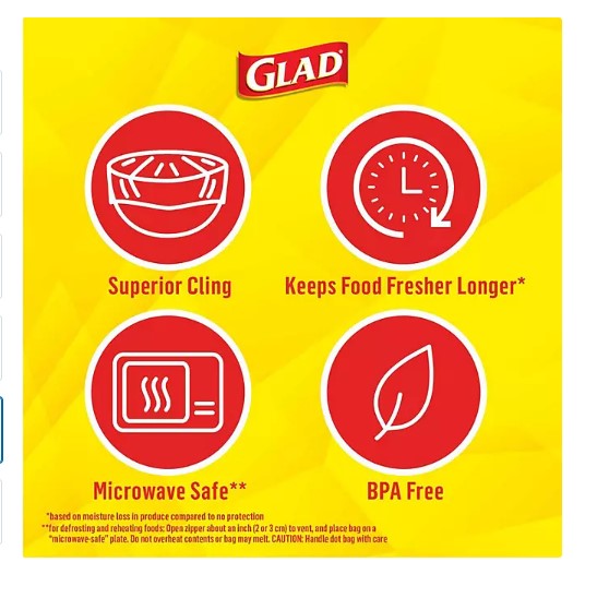 Glad Cling ‘N Seal Clear Plastic Food Wrap 400 sq. ft./roll, 2 rolls - Able Home Needs