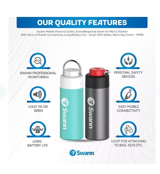 Swann ActiveResponse™ Smart Mobile Personal Safety Alarm 2-Pack with Free SMS Alerts and Loud Siren - Able Home Needs