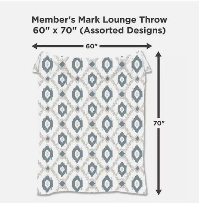 Member's Mark Lounge Throw, 60" x 70", Assorted Designs - Able Home Needs