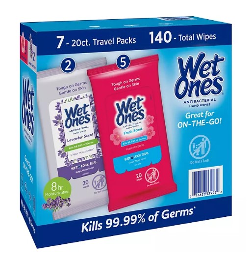 Wet Ones Antibacterial Hand Wipes, Fresh Scent/Lavender, 20 ct., 7 pk. - Able Home Needs