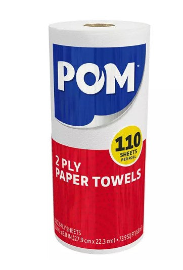 POM Individually Wrapped 2-Ply Paper Towels 110 sheets/roll, 30 rolls - Able Home Needs