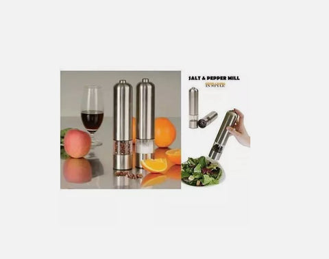 You and Me Salt or Pepper Mills With Electric Dispenser In Stainless Steel - Able Home Needs