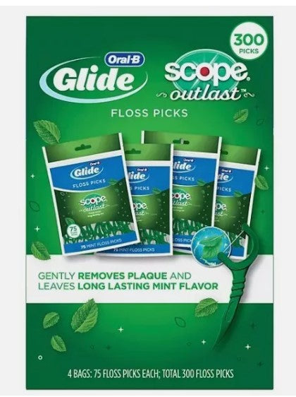 Oral-B Glide Complete with Scope Outlast Dental Floss Picks, Mint - 75 Count - Able Home Needs