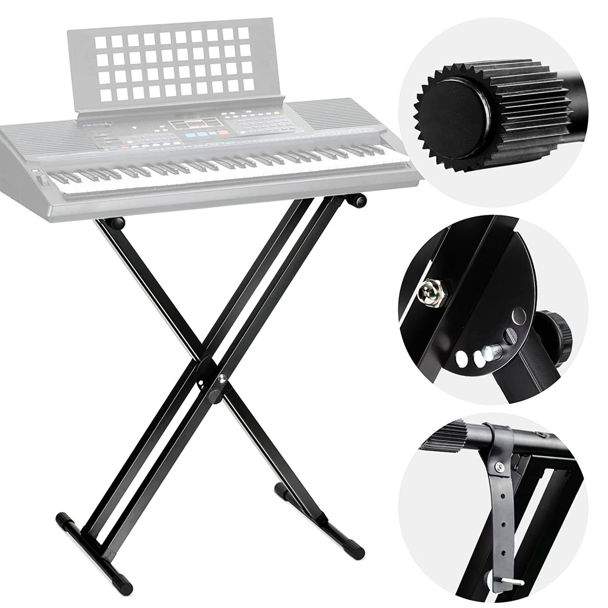 5 Core Keyboard Stand Digital Piano Riser Adjustable X Style Heavy Duty Electric Key Board Casio Synth Holder Foldable Portable Fits 54 61 88 Keys - KS 2X - Able Home Needs