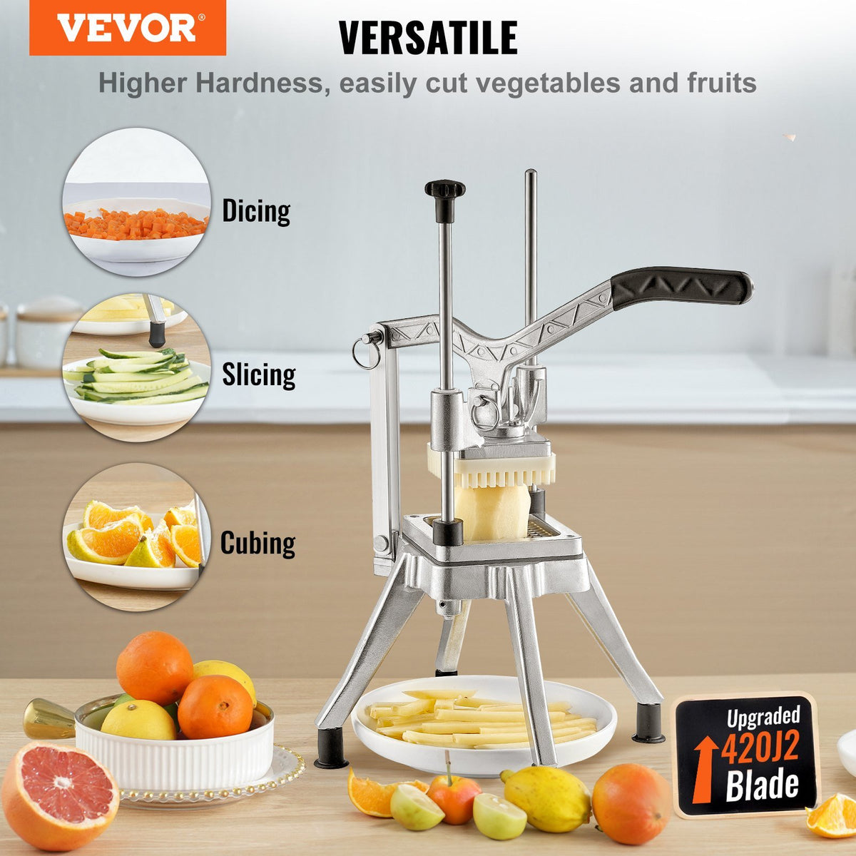 VEVOR Commercial Chopper Commercial Vegetable Chopper with 4 Blades Fruits Dicer - Able Home Needs