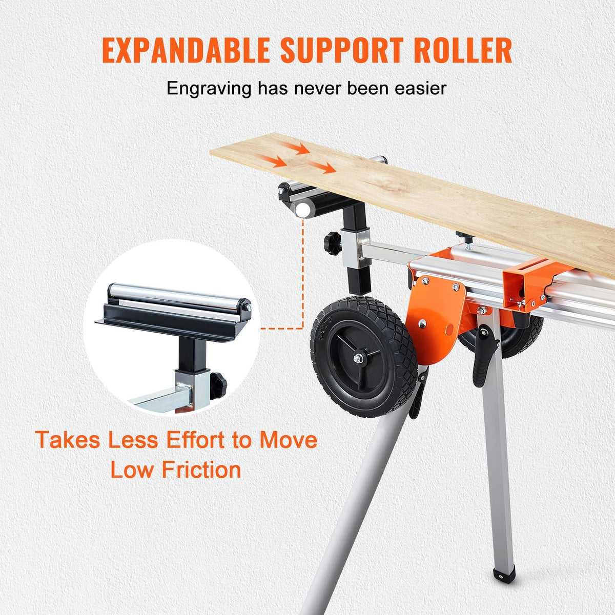 VEVOR 100in Miter Saw Stand with One-piece Mounting Brackets Sliding Rail 500lbs - Able Home Needs