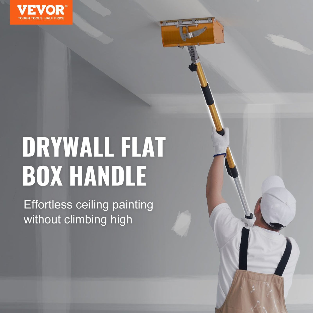 VEVOR Drywall Flat Box Handle; 40''-64''; Anodized Aluminum Flat Finishing Extension Handle; 5-Section Length Adjustable; Non-slip Grip and 360° Painting for Plasterboard; Wallboard; Sheetrock - Able Home Needs